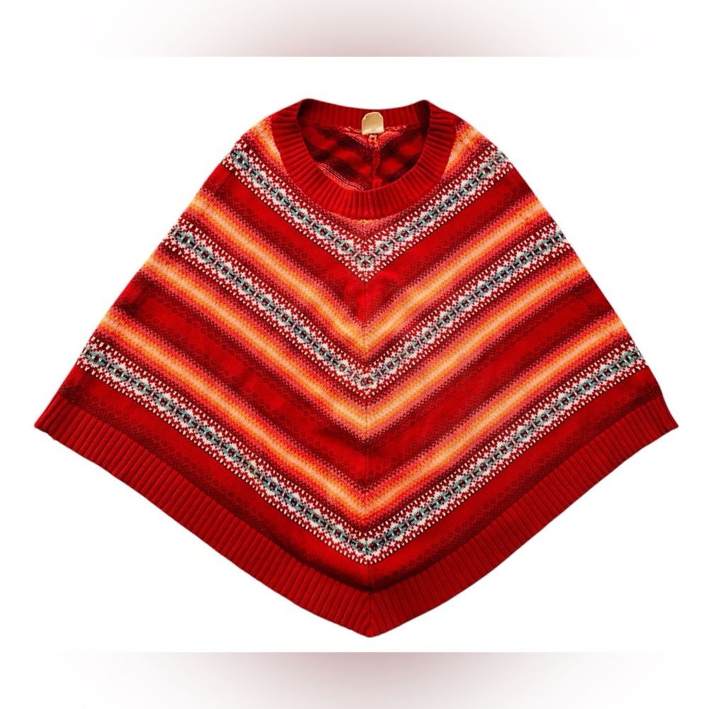 Vintage Tommy Jeans poncho sweater serape chevron stripes Aztec Southwestern
